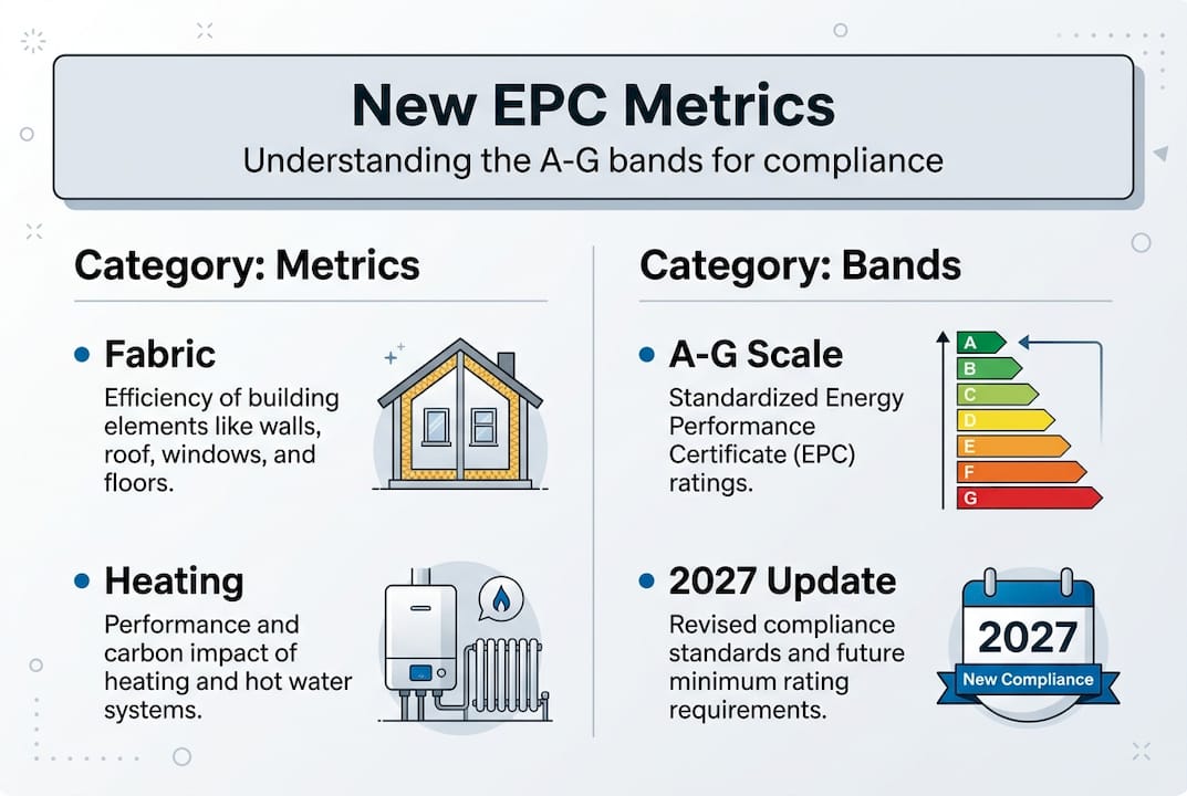 Infographic summarizing new EPC metrics and bands
