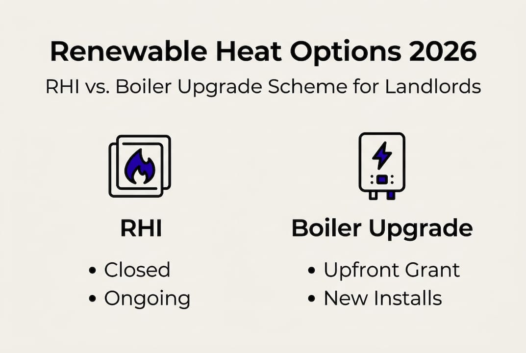 Infographic comparing RHI and Boiler Upgrade programs
