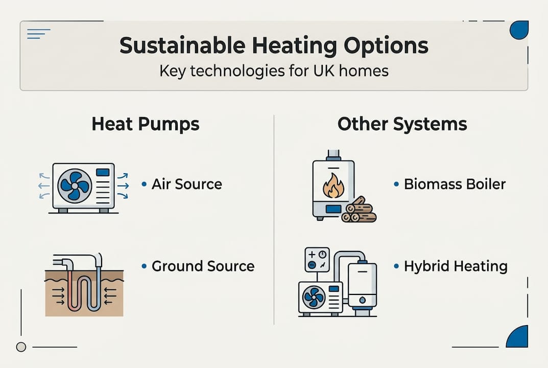 Infographic highlighting main heating technologies