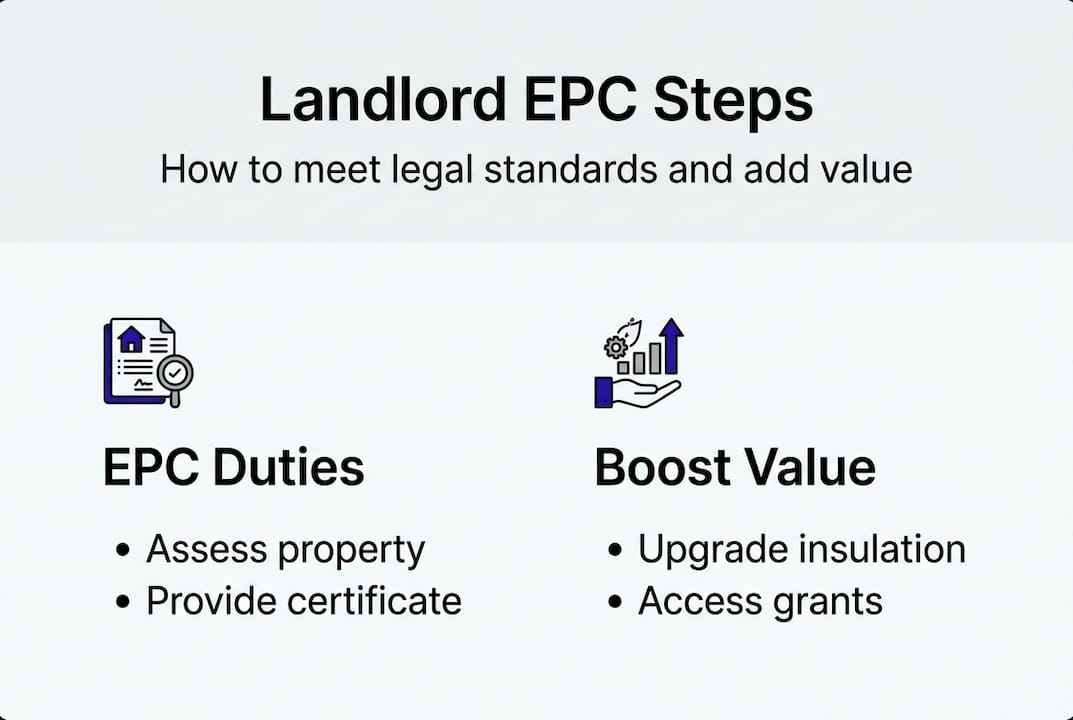 Infographic showing landlord EPC steps and improvements