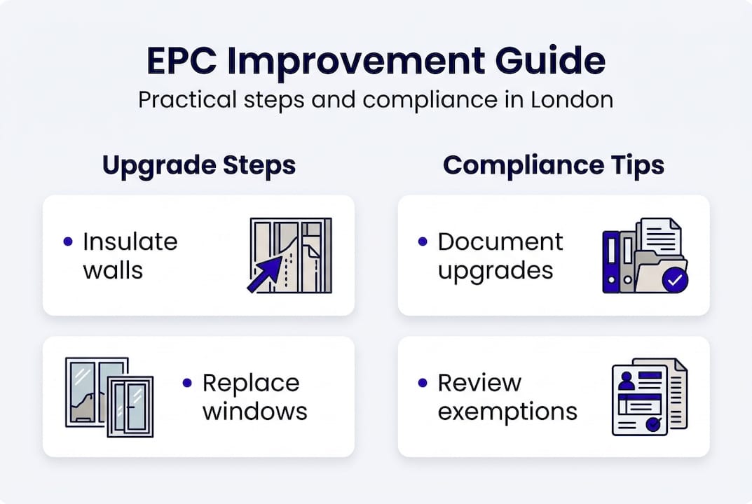 Infographic showing EPC upgrade and compliance steps