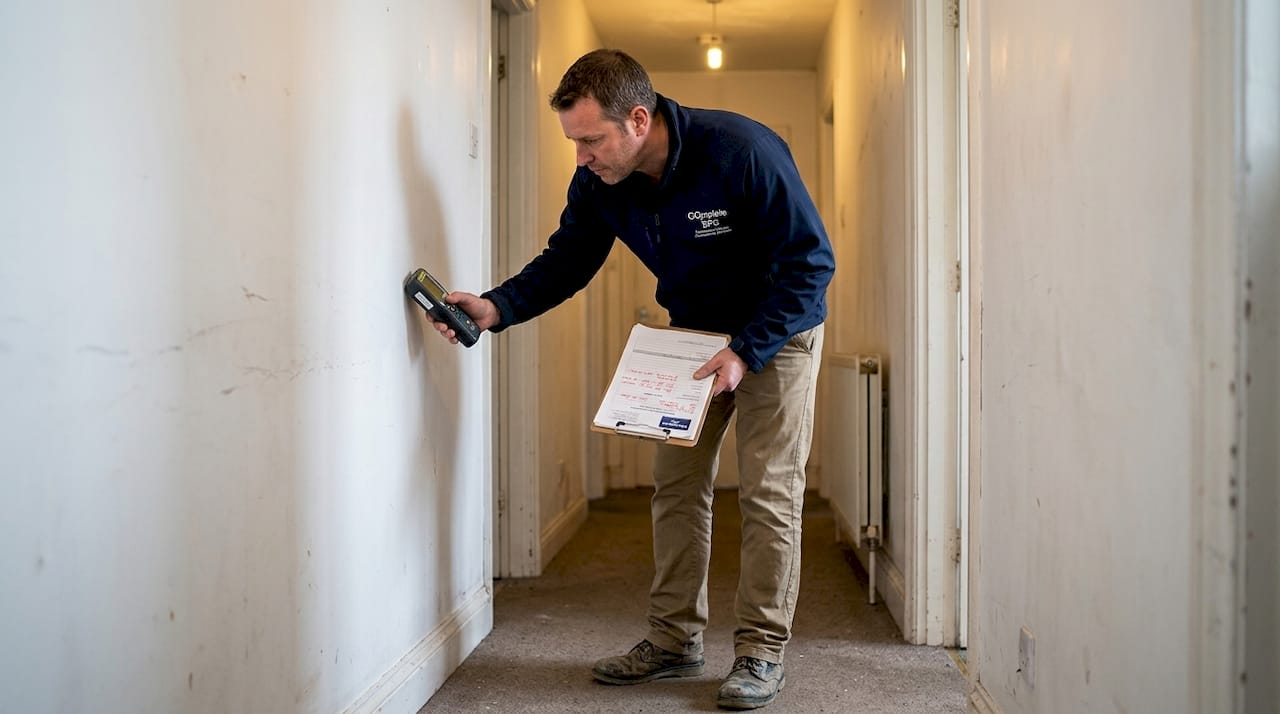 Assessor conducting energy audit onsite