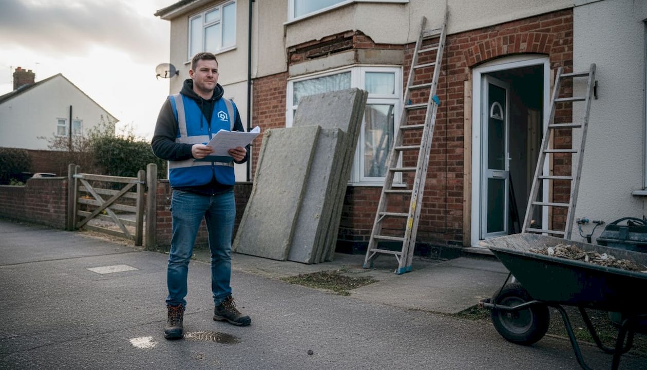 Manager checks plans for insulated UK property