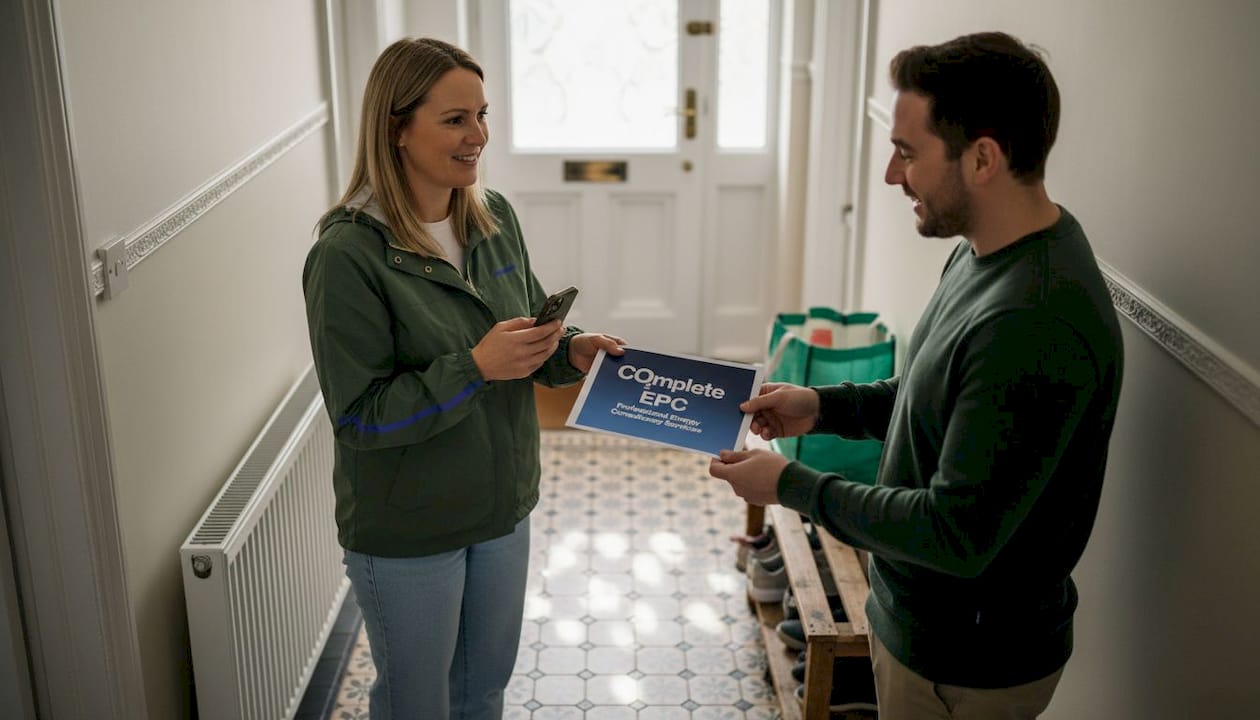 Landlord handing EPC certificate to tenant