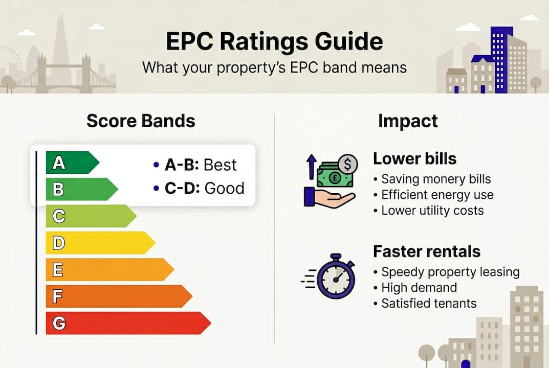 Infographic summarizing EPC bands and benefits
