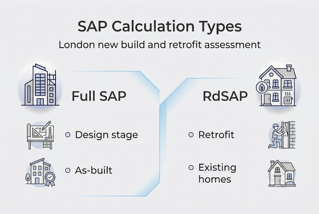 Infographic comparing SAP and RdSAP assessment types