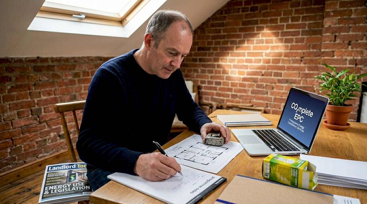 Landlord planning property upgrades at workspace