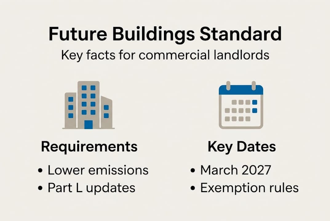 Infographic summarising key Future Buildings Standard facts