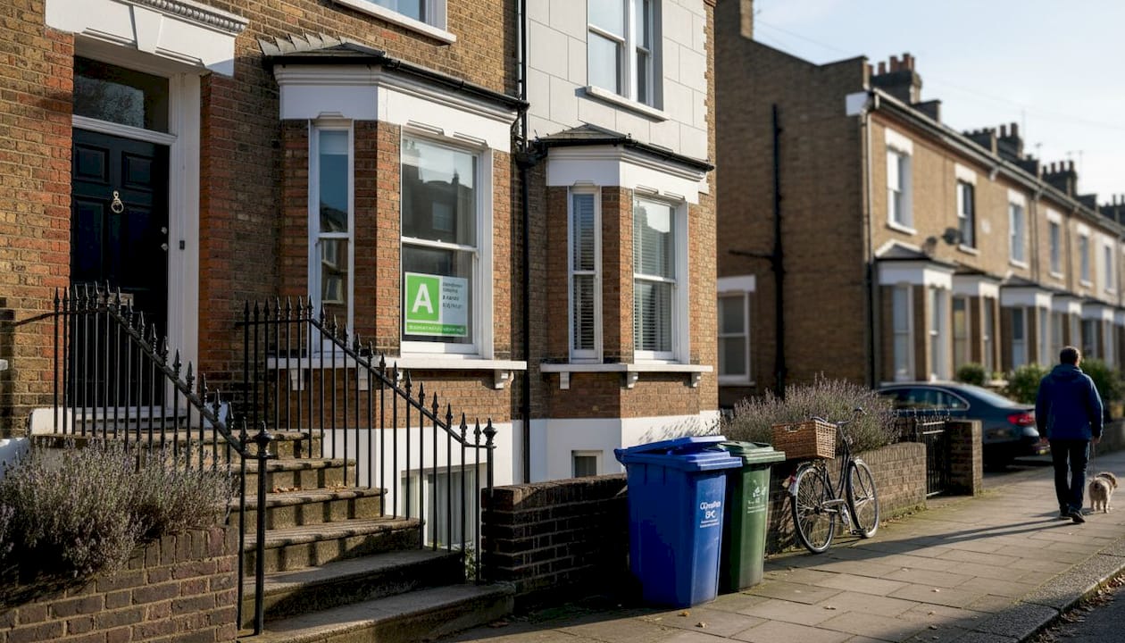 London terrace house with EPC certificate in window