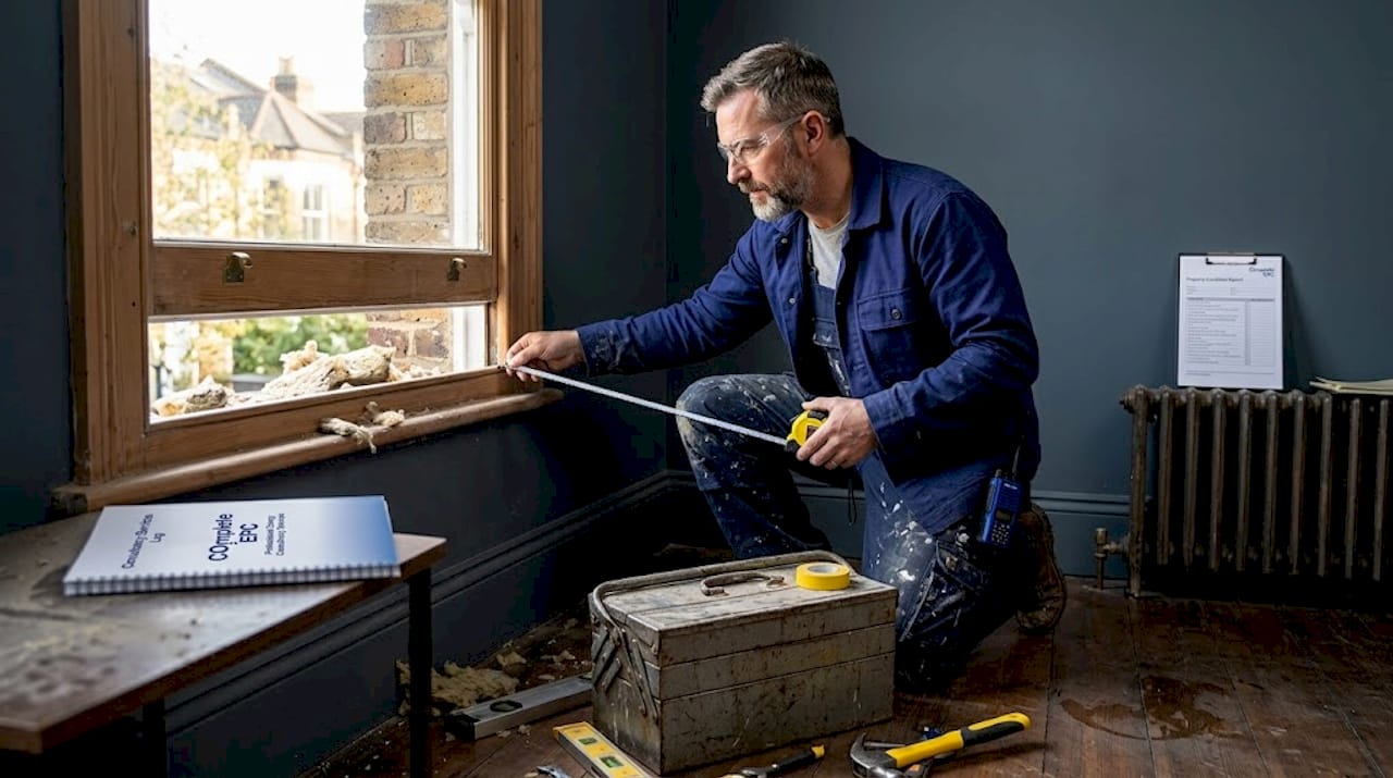 Contractor measuring window for energy upgrades