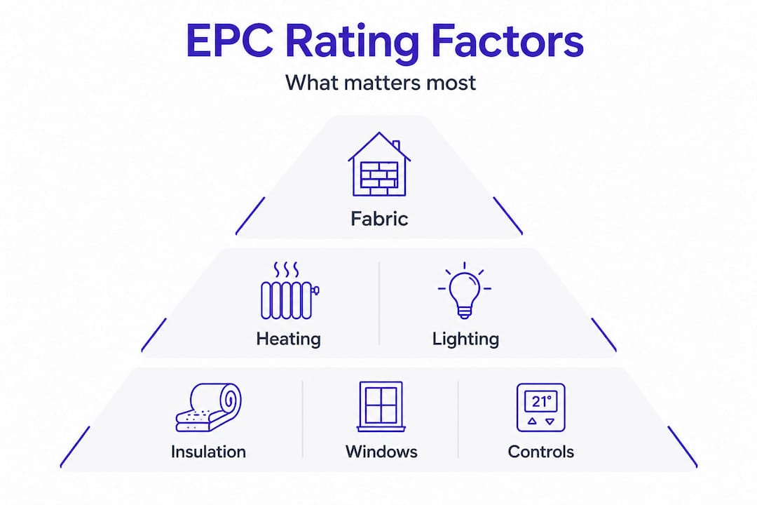Hierarchy showing main EPC property rating factors