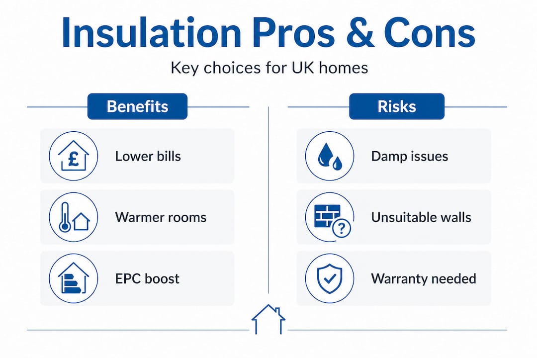 Infographic highlighting pros and cons of insulation