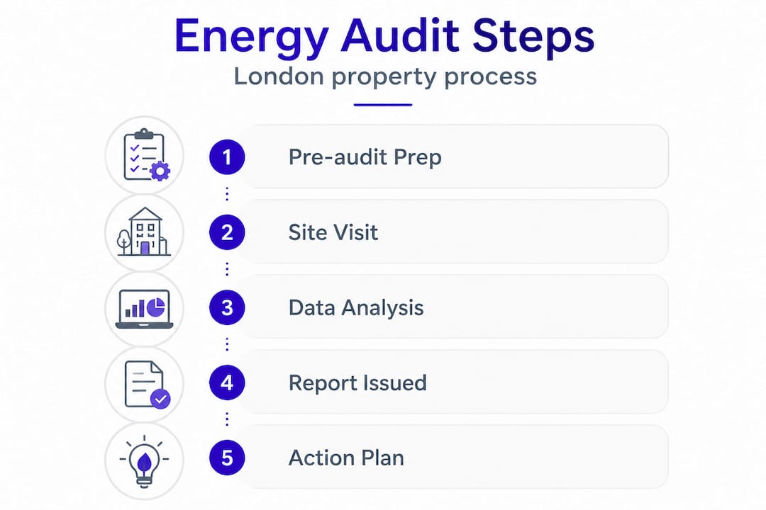 Infographic showing energy audit process steps