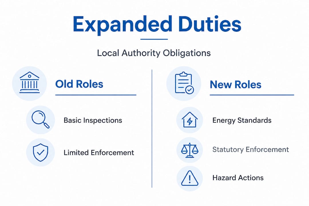 Infographic contrasting old vs new local authority duties