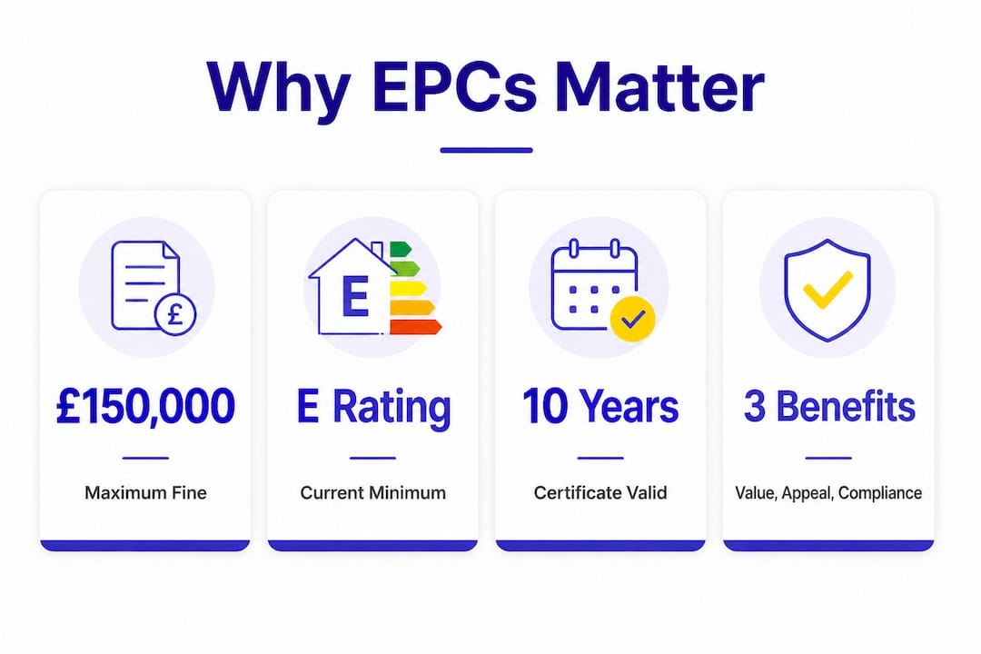 Infographic with EPC fine, rating, validity, and benefits