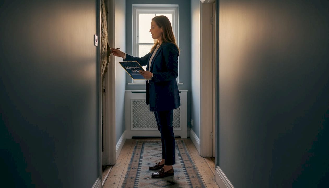 Property manager inspecting home upgrades