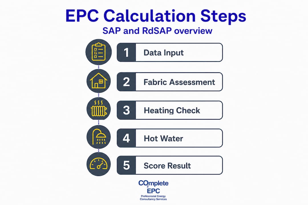 Infographic showing EPC calculation step flow