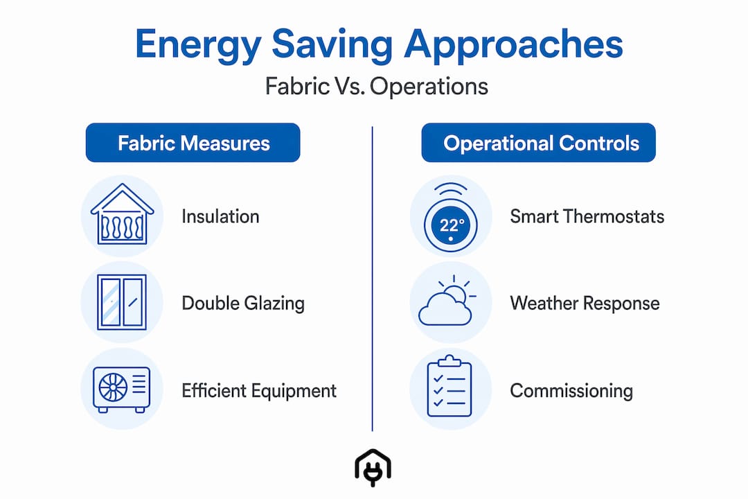 Infographic comparing fabric and operational energy strategies