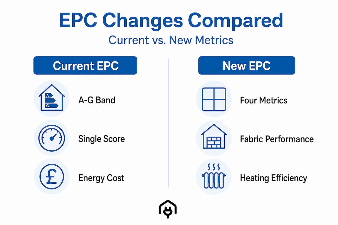 Infographic comparing current and new EPC metrics