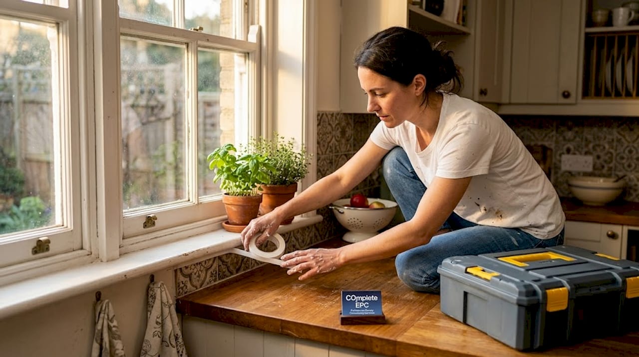 Applying weatherstripping to sash window