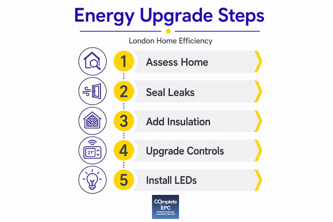 Infographic with steps to improve home energy efficiency