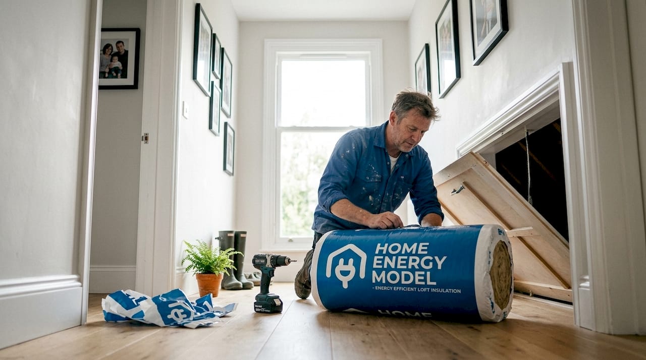 Handyman adds insulation in home hallway