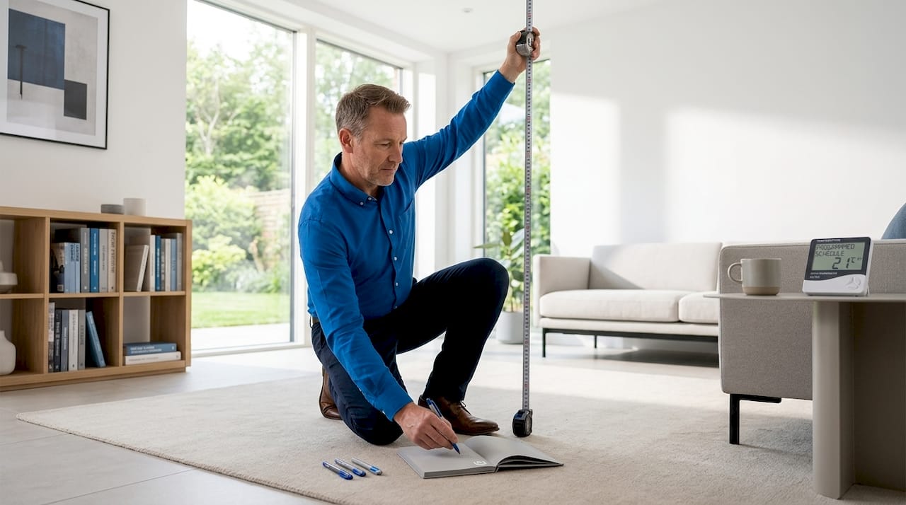 Measuring living room for heating calculation