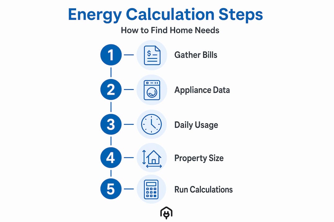 Infographic with steps to calculate home energy needs