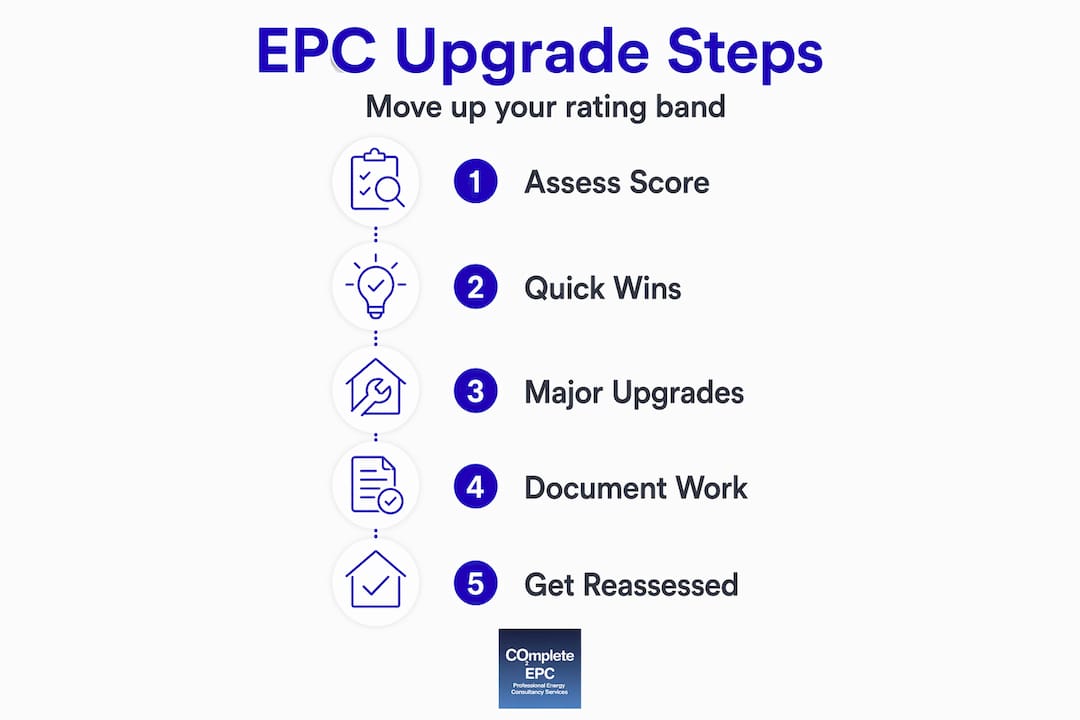 Infographic showing steps to improve EPC rating