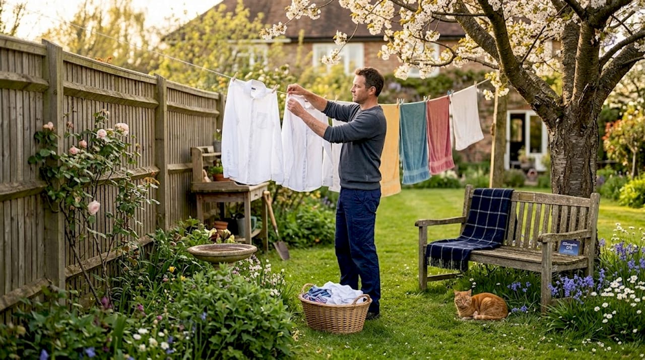 Hanging clothes to dry outdoors