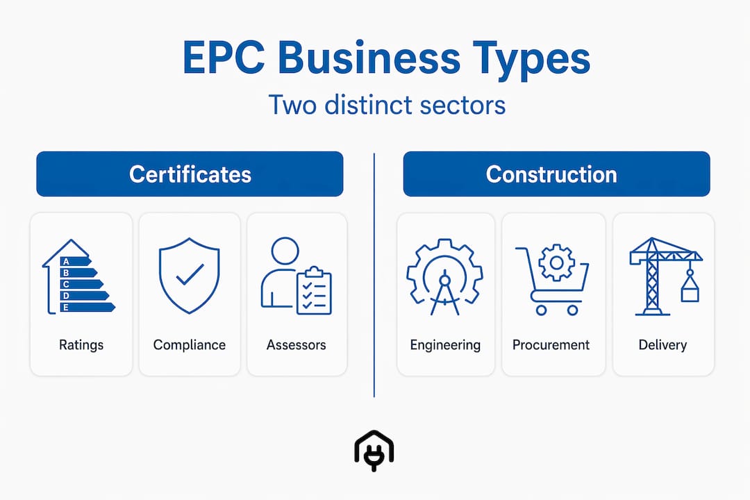 Infographic comparing EPC certificates and construction sectors