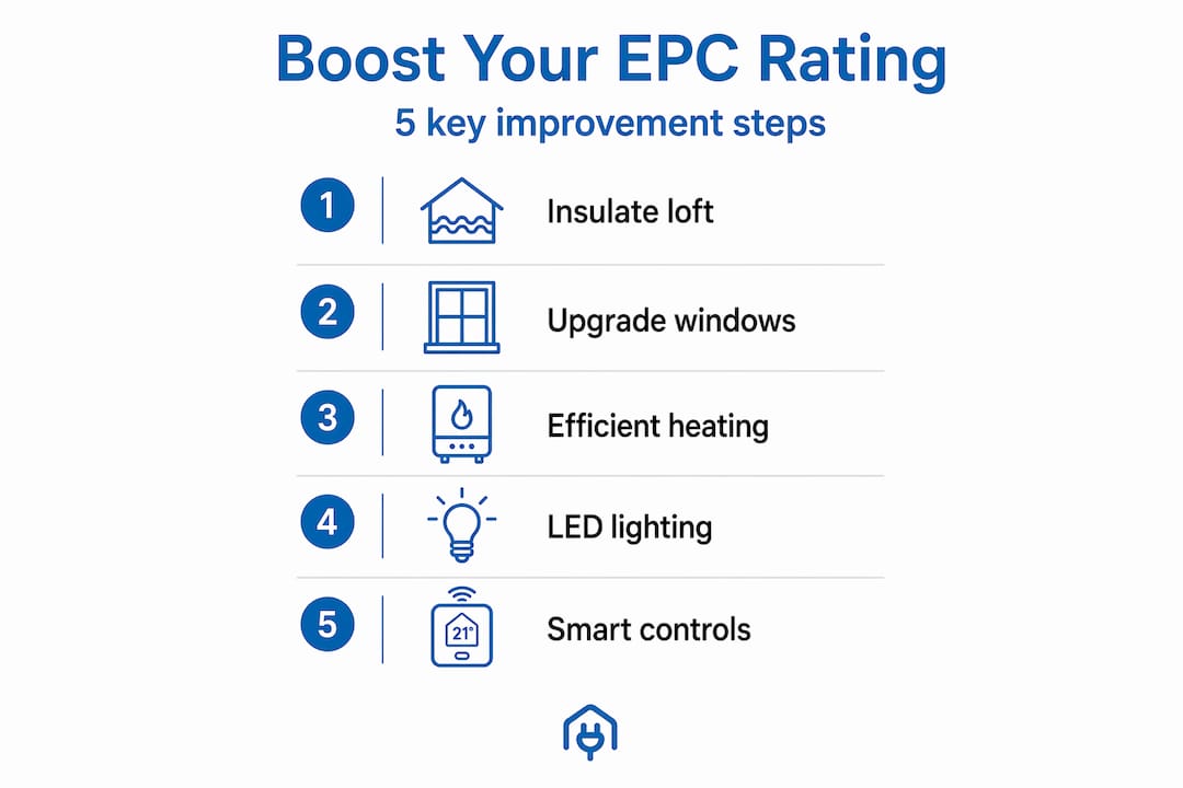 Infographic showing steps to improve EPC rating