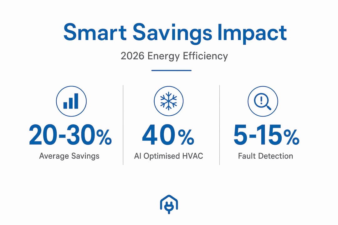 Infographic with smart building energy efficiency statistics