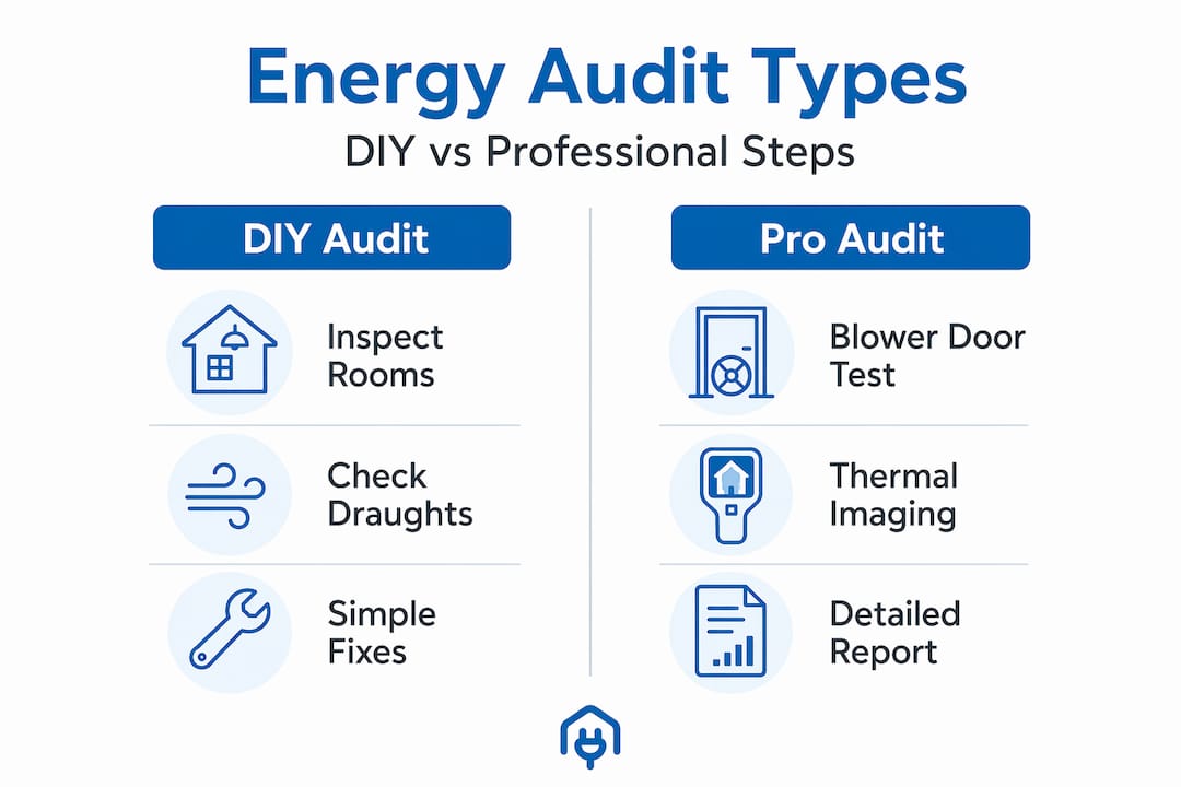 Infographic comparing DIY and professional energy audits