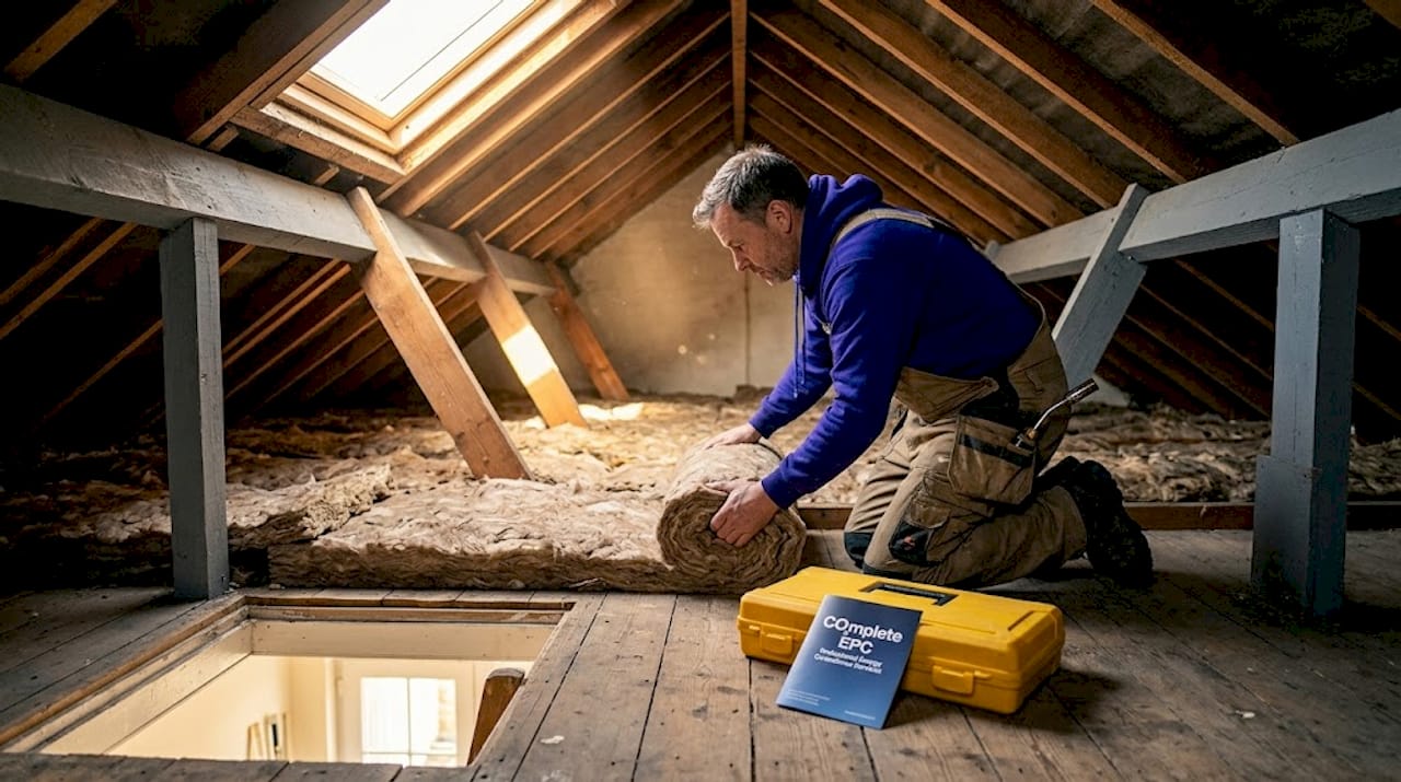 Attic insulation upgrade in progress