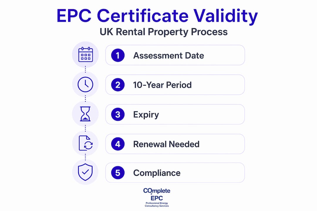 Infographic showing EPC certificate timeline and renewal steps