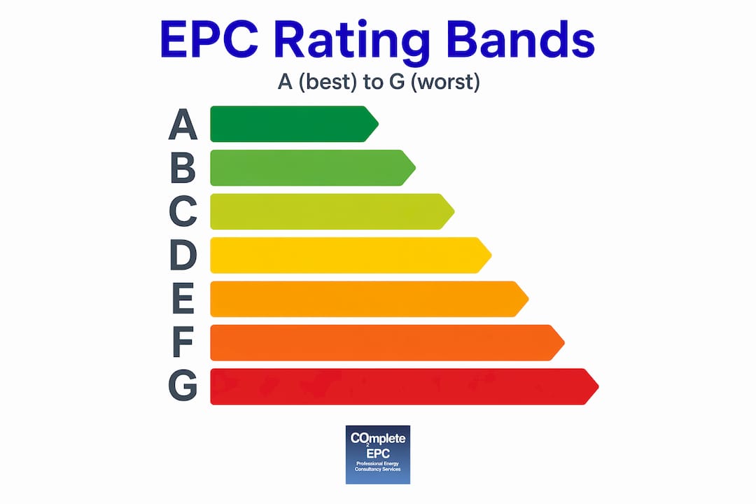 EPC rating bands pyramid from A to G
