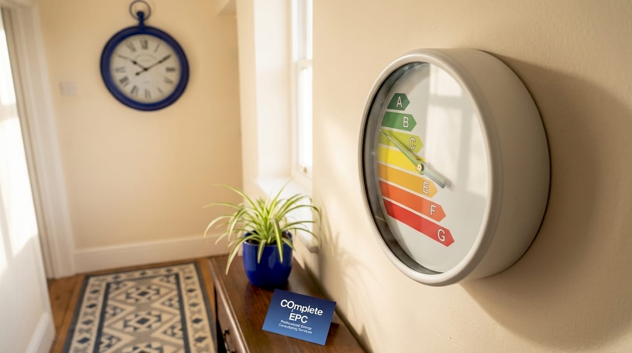 Energy efficiency gauge showing A to G scale