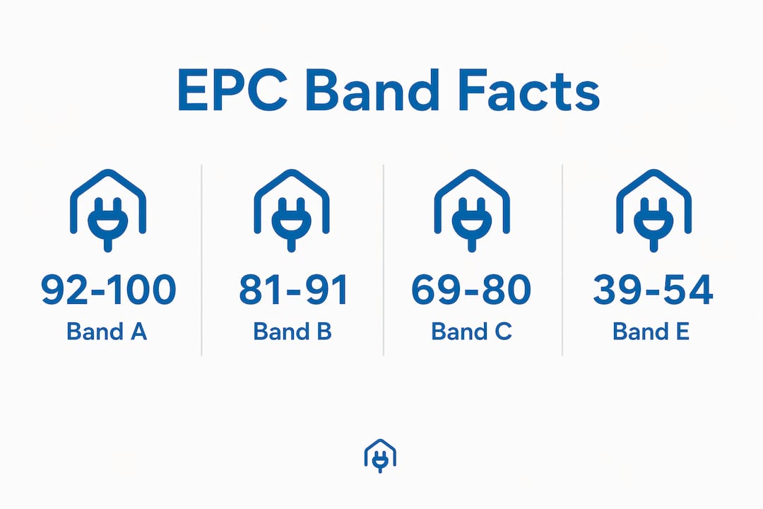 Infographic showing EPC rating bands and scores