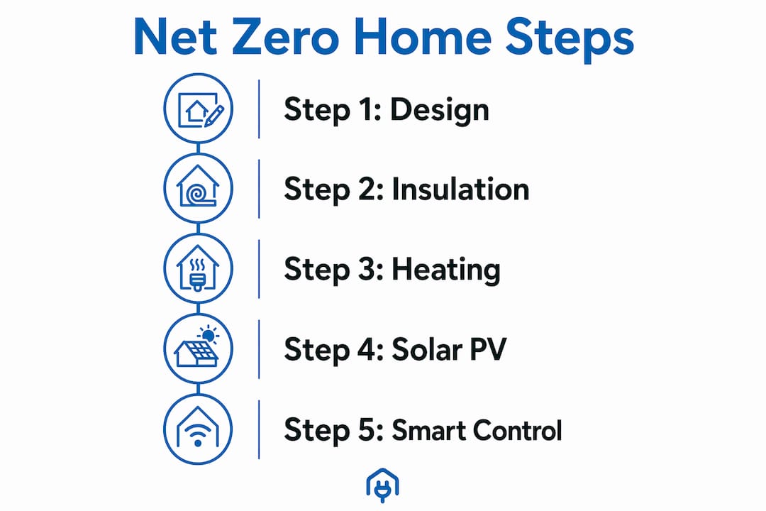 Infographic outlining key net zero home steps
