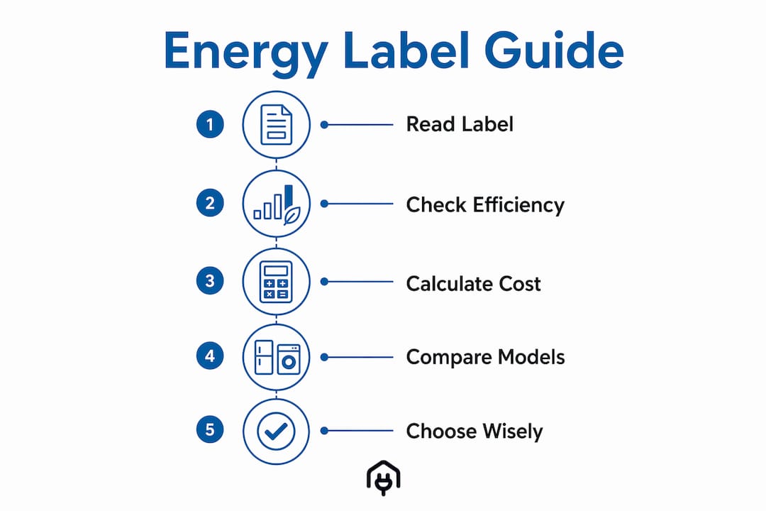 Infographic showing steps to understand energy labels