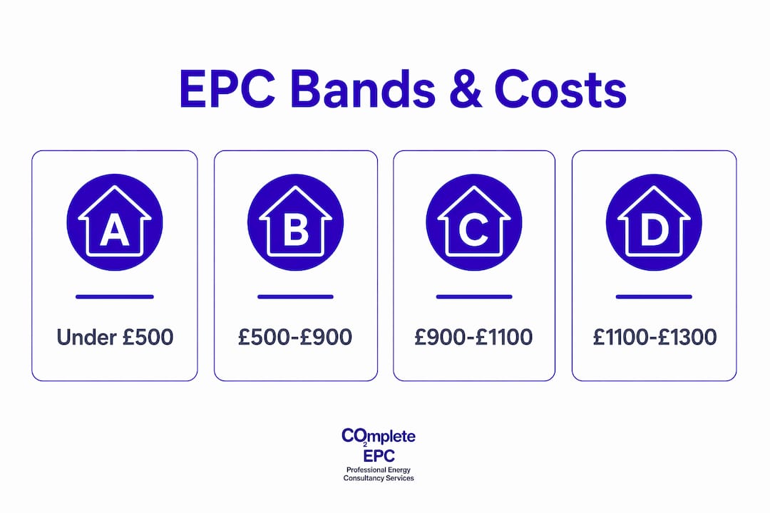 Infographic showing EPC bands and typical energy costs