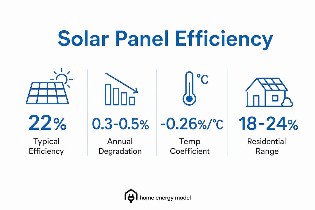 Infographic showing key solar panel efficiency statistics