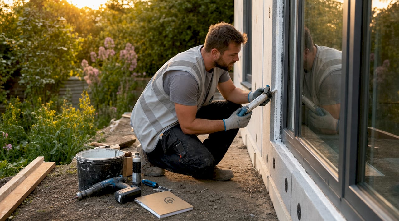 Builder sealing window frame for airtightness