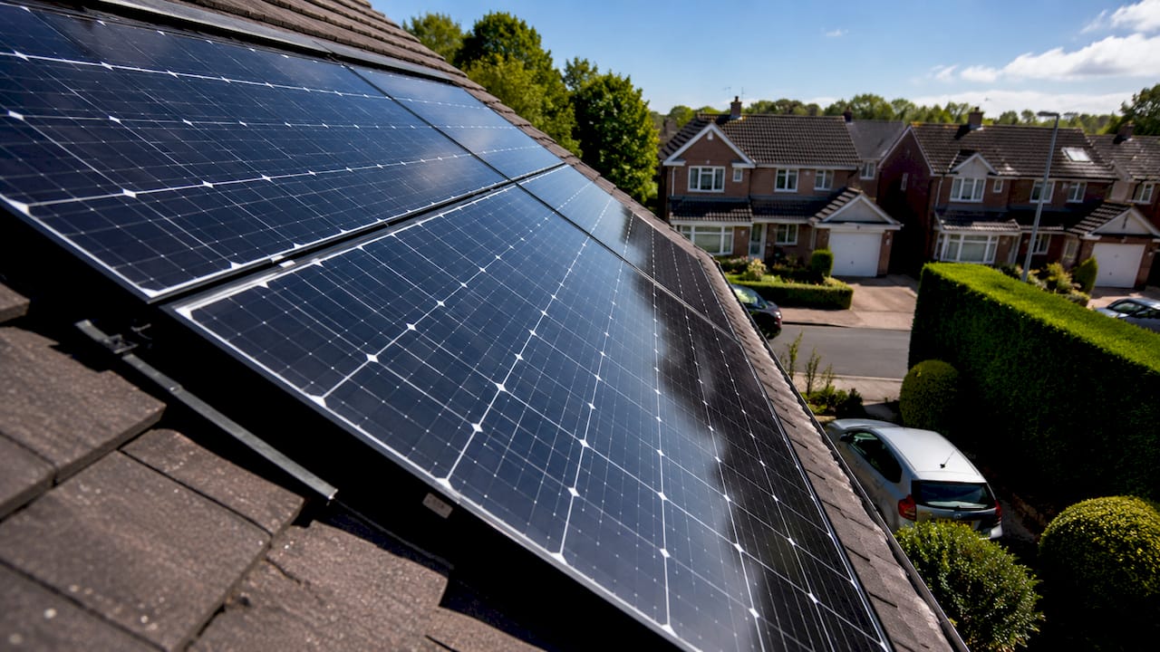 UK house with solar panels boosting value
