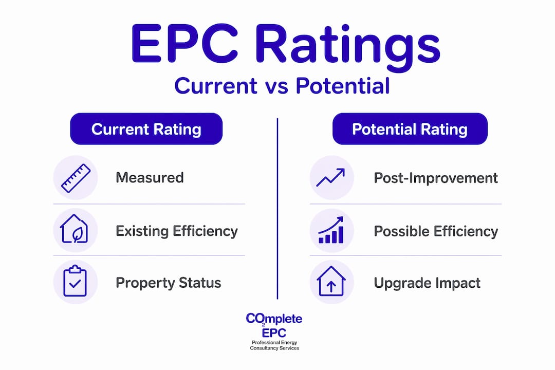 Infographic comparing current and potential EPC ratings