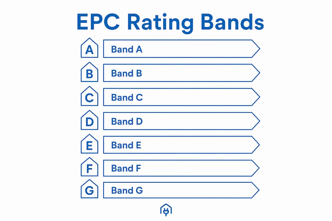Hierarchy infographic of EPC rating bands and their impact