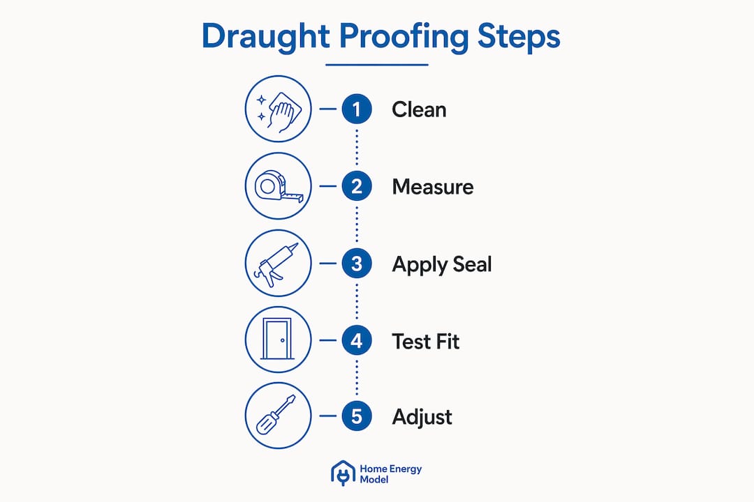 Infographic illustrating draught proofing step-by-step
