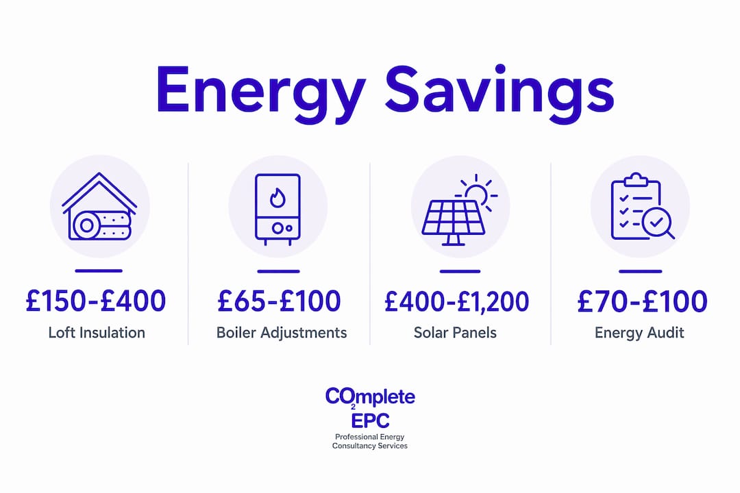 Infographic of typical home energy savings by upgrade