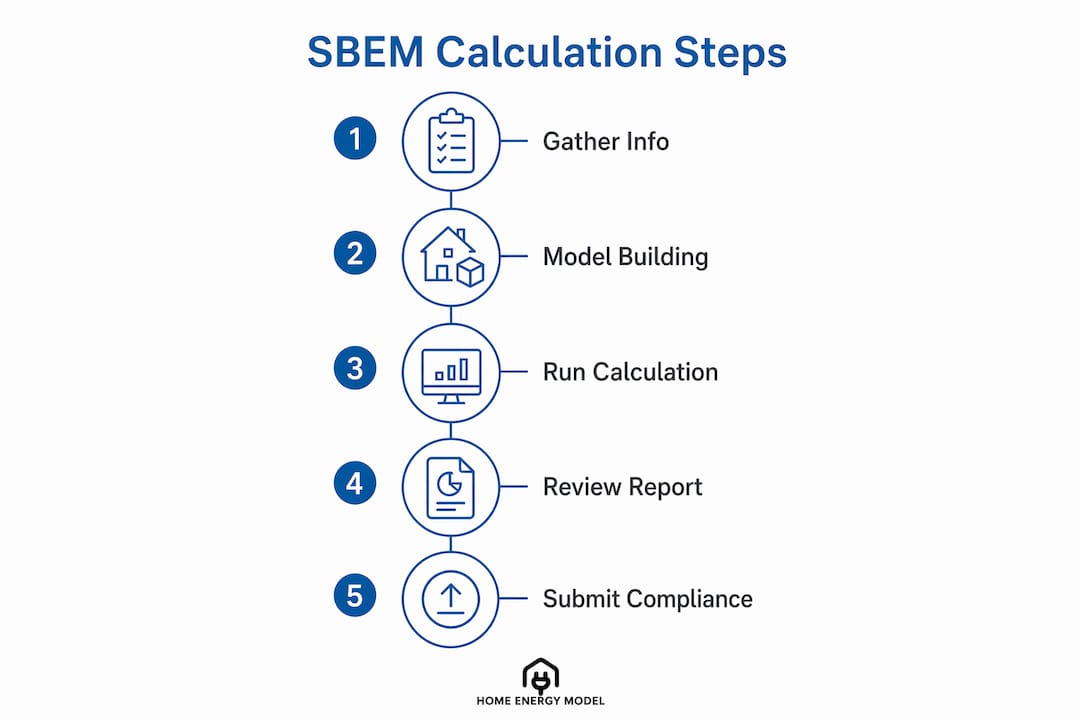 Infographic illustrating steps of SBEM calculation process